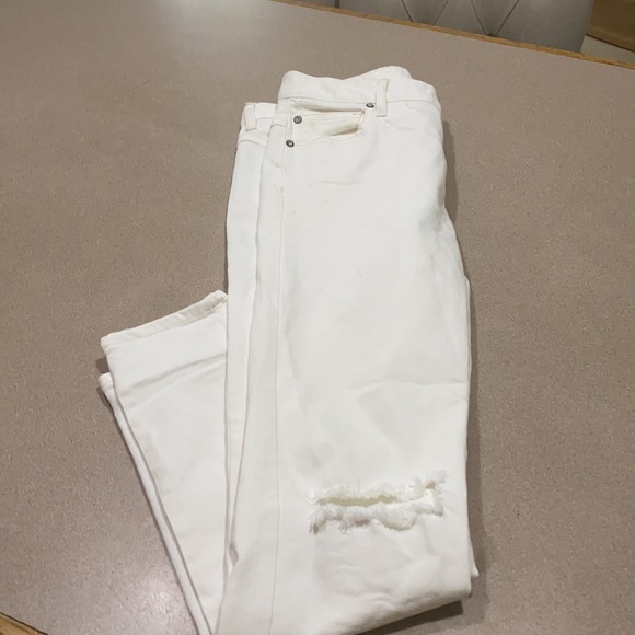 Free People Denim - Free People White Ripped Skinny Jeans/pants